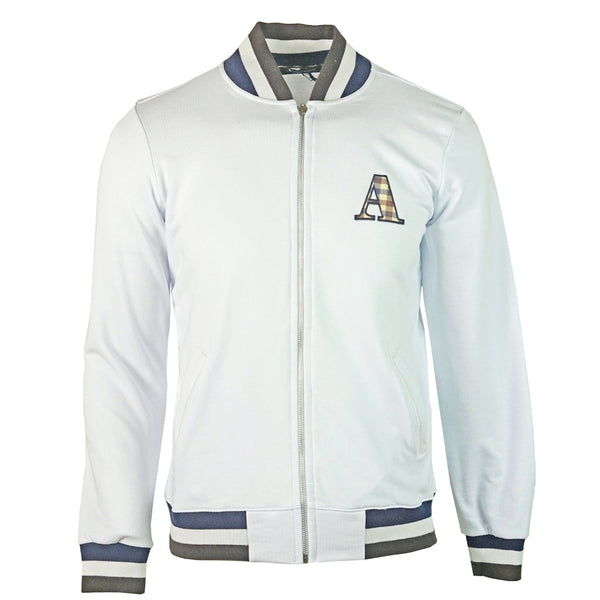 Aquascutum A Logo Zip Sweater White Jacket